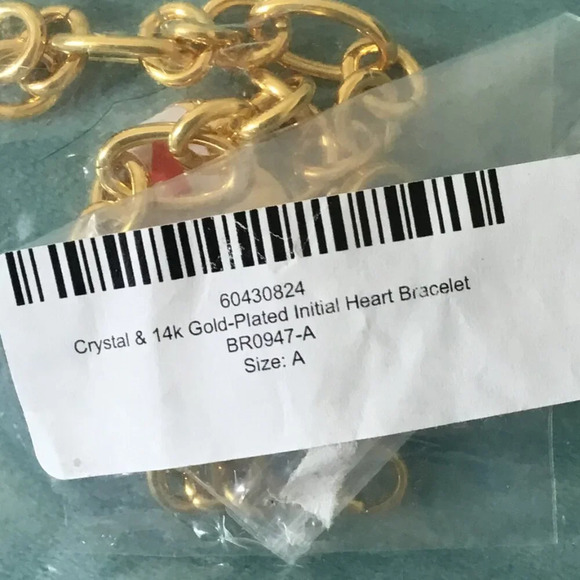 Crystal & 14K Gold-Plated Initial 'A' Heart Bracelet Feminine, Minimalist, Luxur - Picture 3 of 5